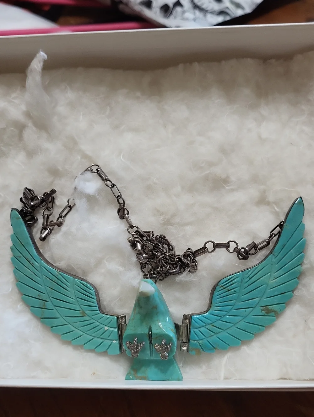 Vintage F. Tom Sterling Turquoise Eagle Necklace